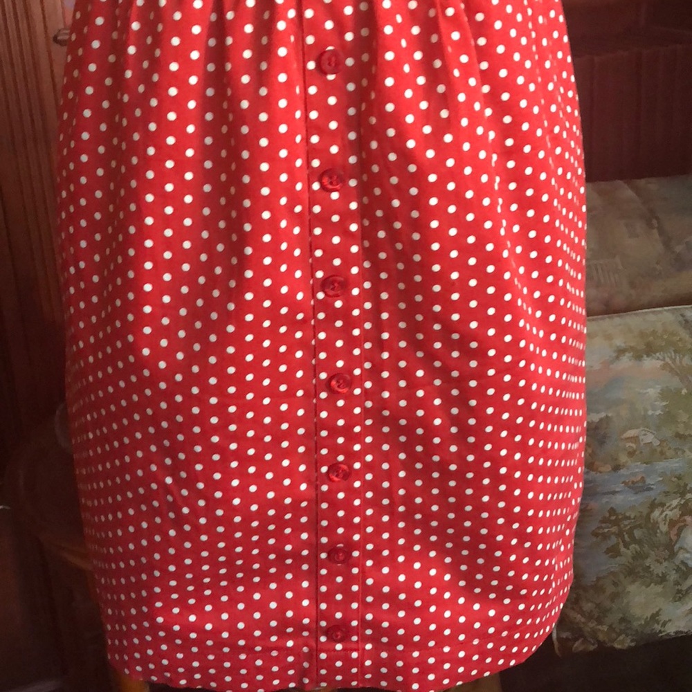 Red and White Polka-dot Strapless Dress - Picture 4 of 8